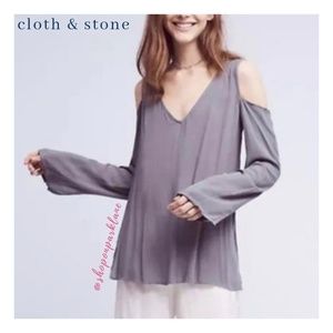 cloth & stone Lavender Cold Shoulder Top, XS